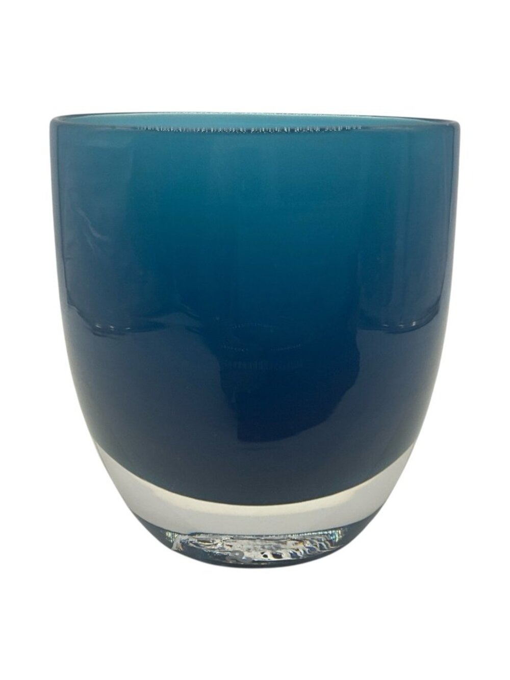 Hand Blown Blue to Clear Glassybaby Votive Candle Holder With Triskelion